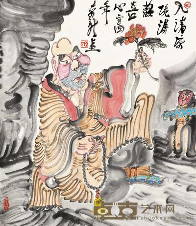 周京新 水浒人物 镜片 45×53cm