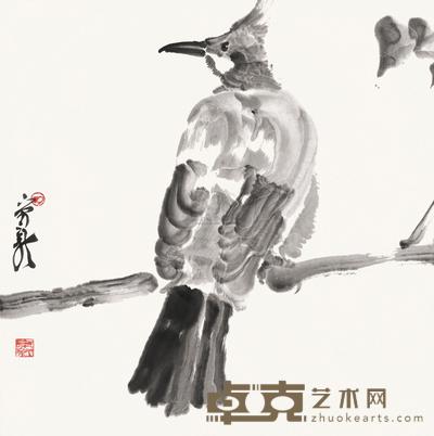 周京新 水墨花鸟 立轴 50×50cm