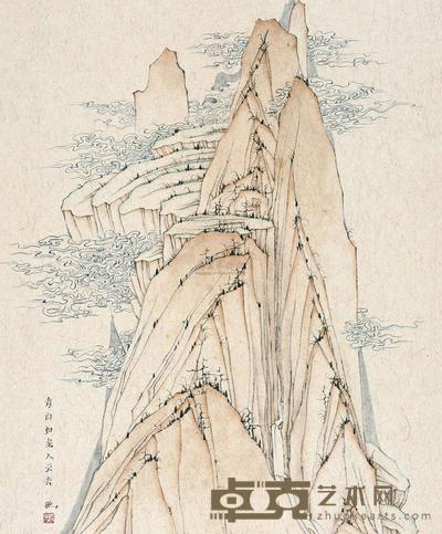 李强 青山如龙入云去 镜片 44.5×37cm