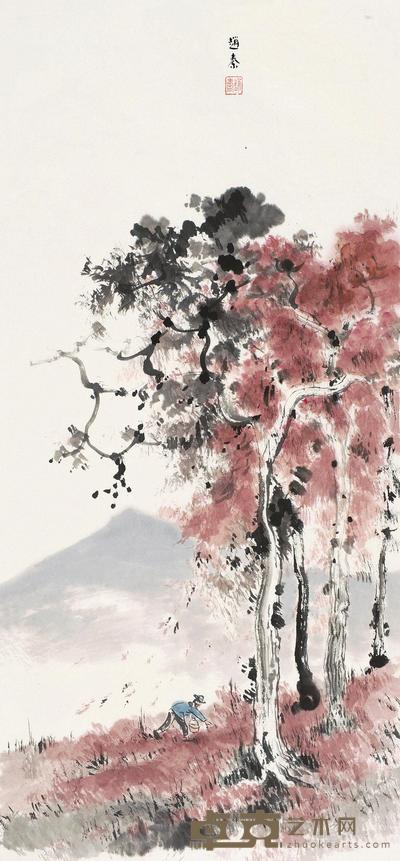 赵秦 落红 镜片 96×45cm