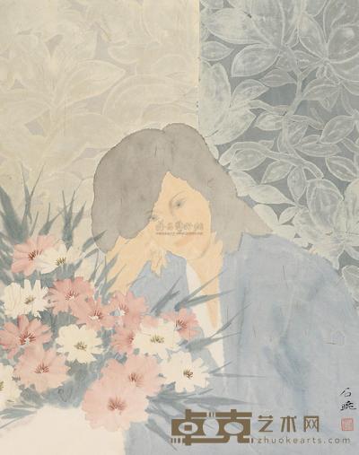 石晓 人物 镜片 68×54cm