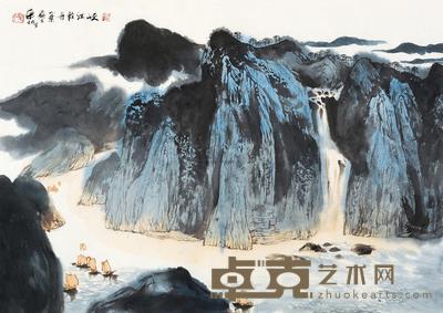 华拓 峡江轻舟图 镜片 59×84cm