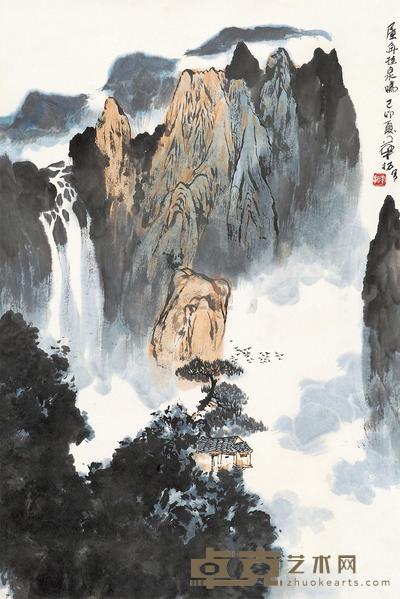 华拓 屋角挂泉鸣 镜片 69×45cm