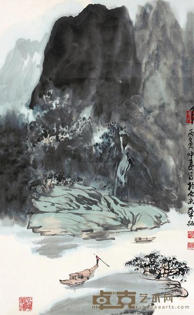 华拓 山水 镜片 68×42cm