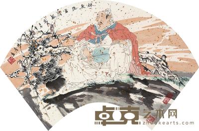 吴元奎 林泉隐居 扇面 34×56cm
