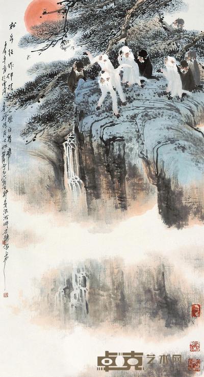 徐培晨 松泉结作伴 猿猱自为群 镜片 180×79cm