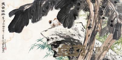 徐纯原 蕉窗禽语 镜片 68×137cm