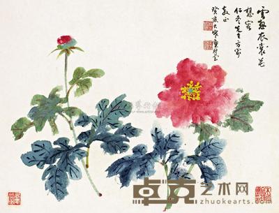 糜耕云 癸亥(1983年)作 云想衣裳花想容 镜心 33.5×44cm