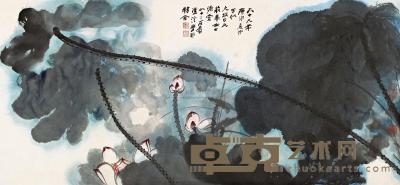 张大千 六十九年庚申（1980）作 碧云红妆 镜心 65×140cm