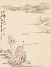 张大千 甲午（1954年）作 秋江钓艇 镜心