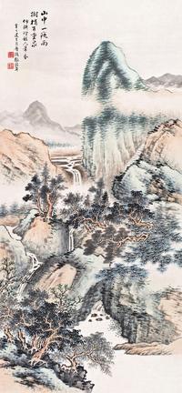 张谷年 辛巳（1941年）作 树梢百重泉 立轴