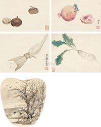 陶冷月 孙雪泥 李秋君 杂画册 册页 （八开选四）