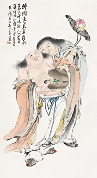 孔小瑜 高峻 癸酉（1933年）作 和合二仙 立轴