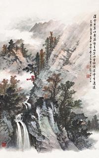 黄君璧 己未（1979年）作 青山飞瀑 立轴