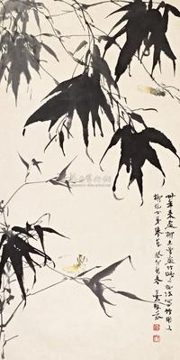 邓芬 癸卯（1963年）作 竹阴虫趣 立轴