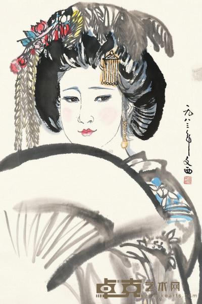 刘文西 日本舞女 立轴 64.5×43cm