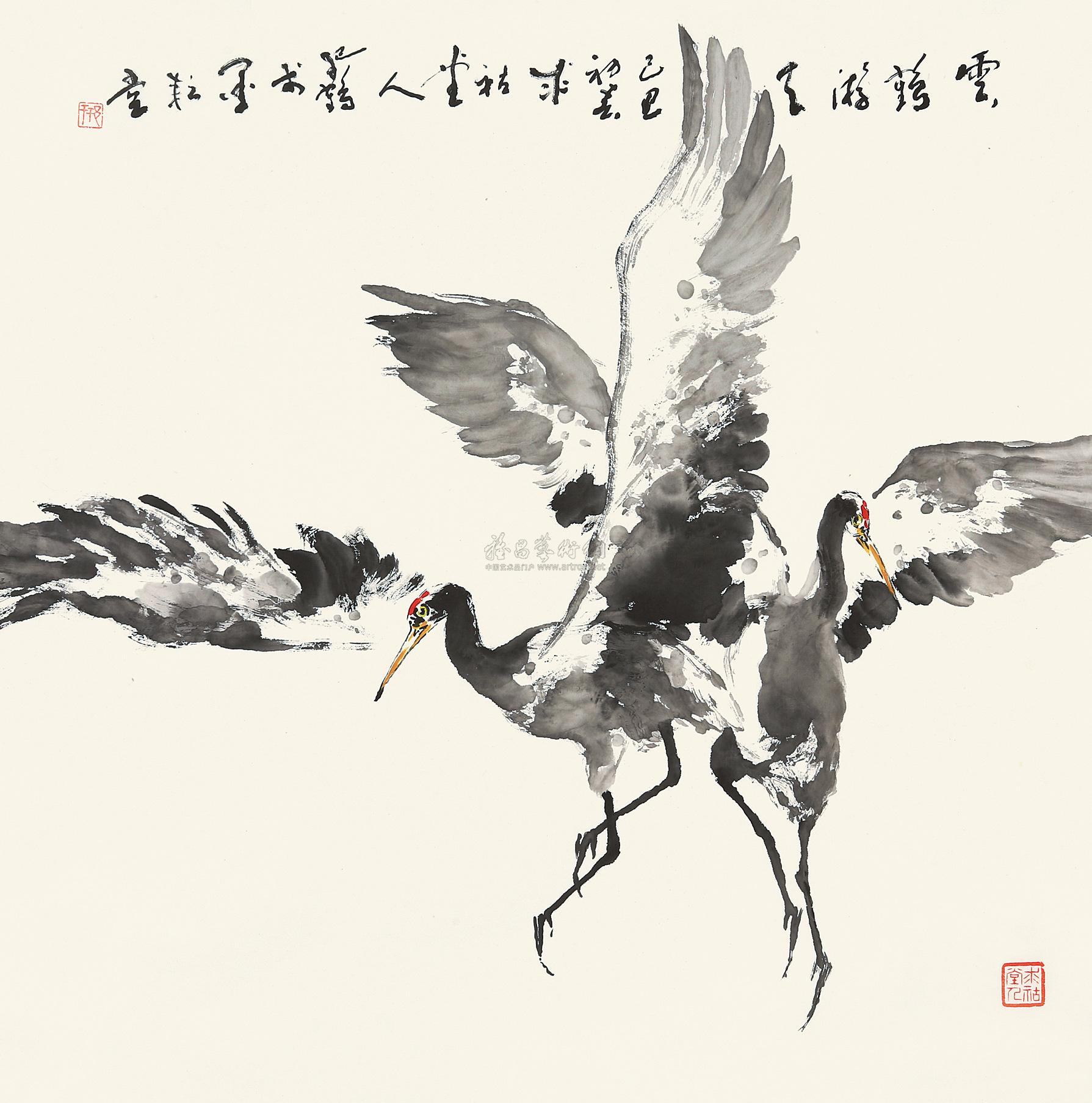 lot:320 邢纪鹤 云鹤游天 镜片