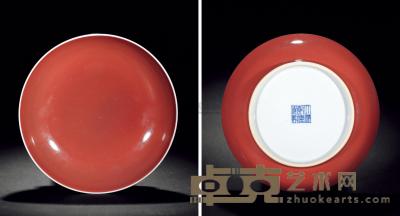 清乾隆 祭红釉盘 直径16.3cm