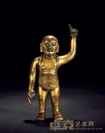 明 铜鎏金释迦牟尼诞生像 高13.5cm