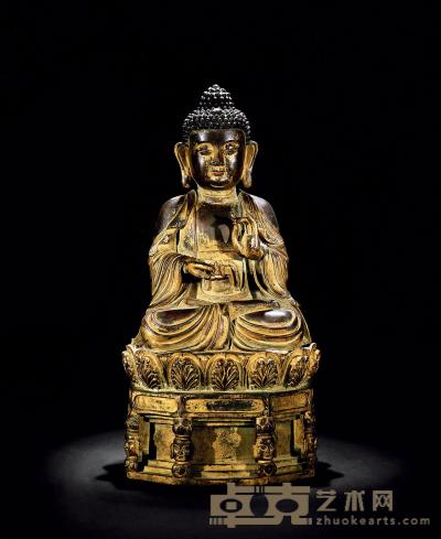 明 铜漆金释迦牟尼佛像 高41.8cm
