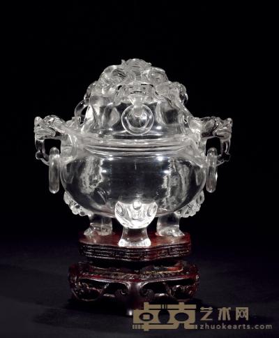 清中期 水晶雕龙纹炉 高9.5cm