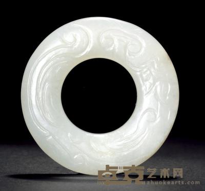 清中期 白玉螭龙环 直径5cm