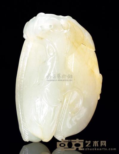 清中期 白玉豆荚珮 长4.5cm
