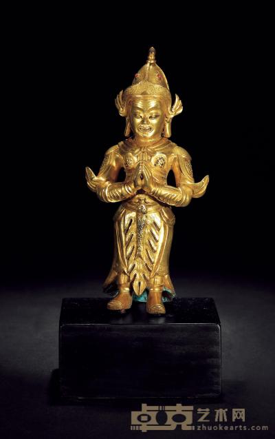 清乾隆 铜鎏金韦陀像 高16cm