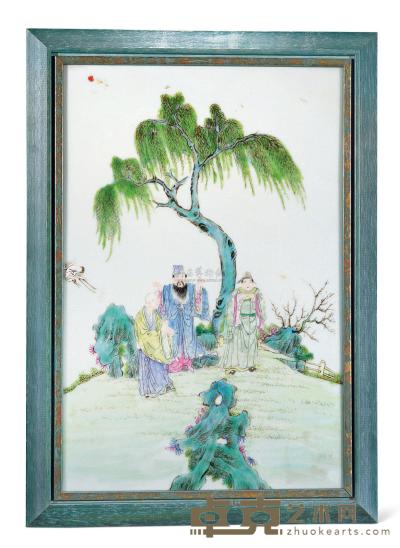 民国 粉彩绘人物瓷板 39.5×26.5cm