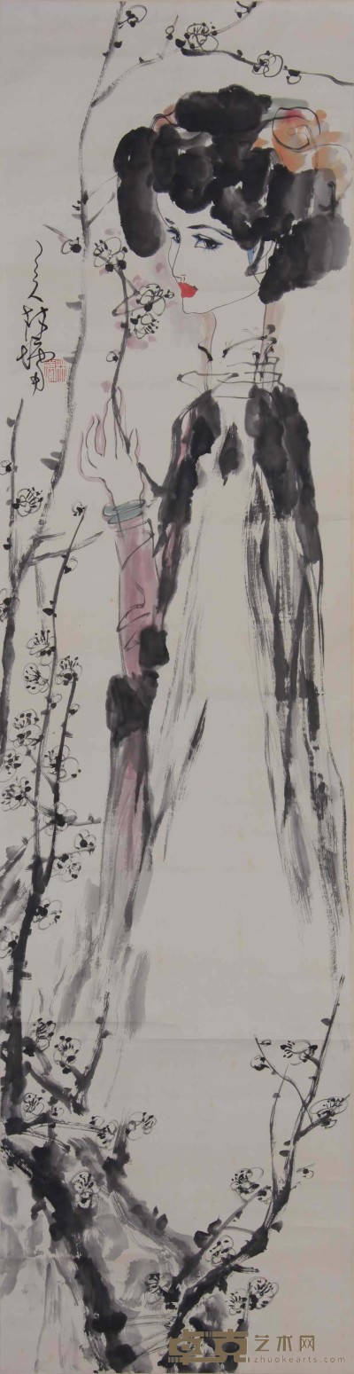 林墉《人物》立轴 178×48cm