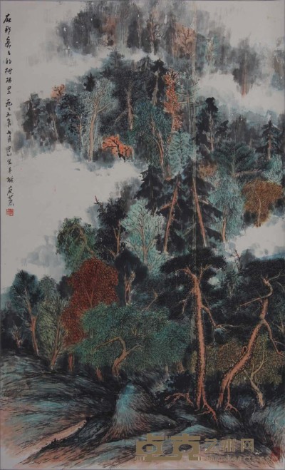 邹友蒸《在那密密的树林里》立轴 156×96 cm
