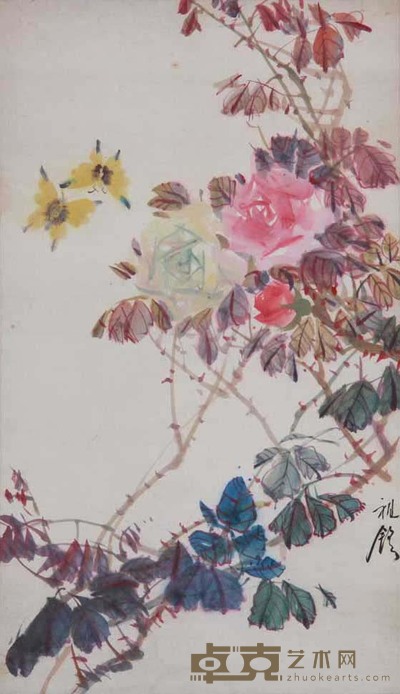 周祖铭《花卉》立轴 69×40 cm
