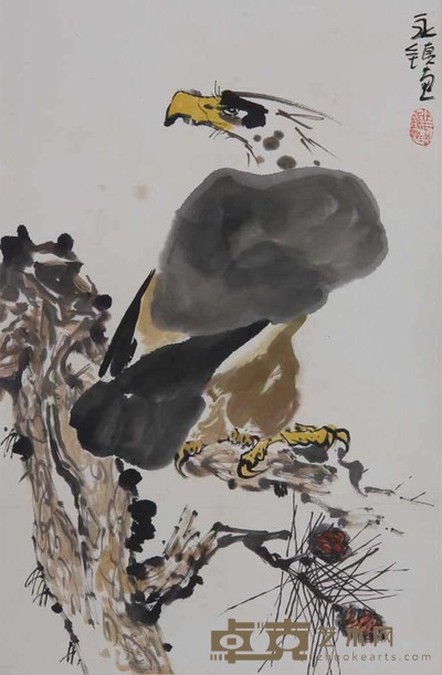 黄永镇《松鹰》立轴 67.5×44 cm