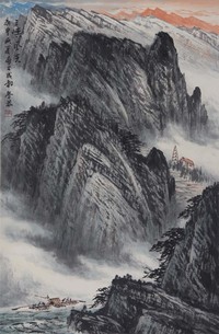 岑学恭《山水》立轴