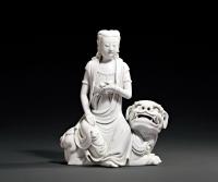 清 德化窑白瓷狮吼观音坐像