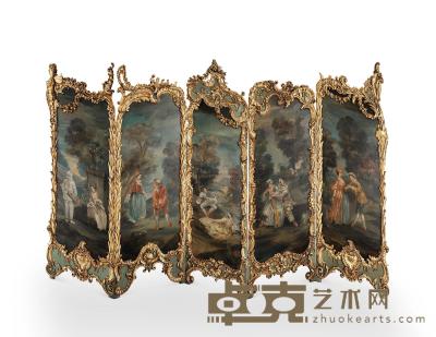 弗朗索瓦·兰克 木镀金五联屏风 188×305cm