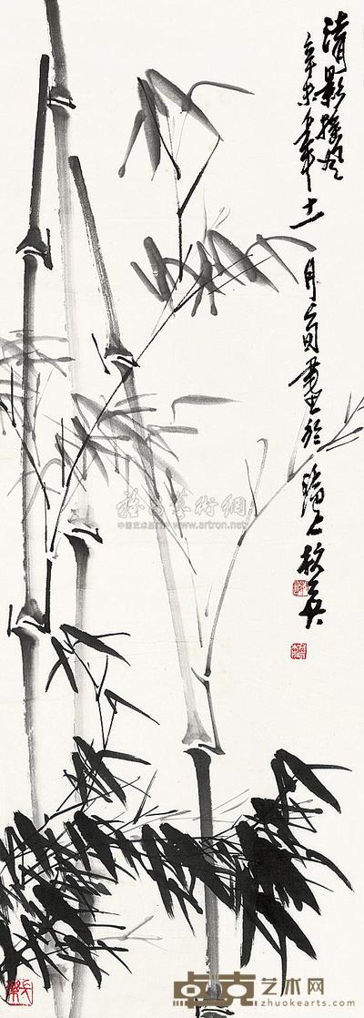 杭英 墨竹 立轴 88×32cm