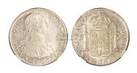 1806年秘鲁卡洛斯四世像背“西班牙双柱”8R银币一枚