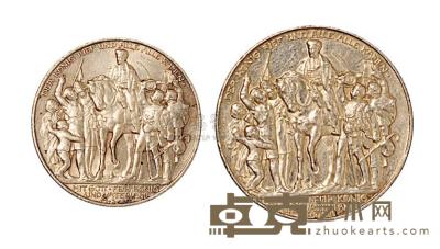 1913年德意志普鲁士打败拿破仑一百周年纪念2马克、3马克银币各一枚 