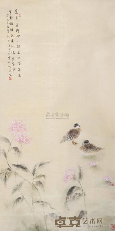 徐冬青 2005年作 花鸟 镜心 138×69cm