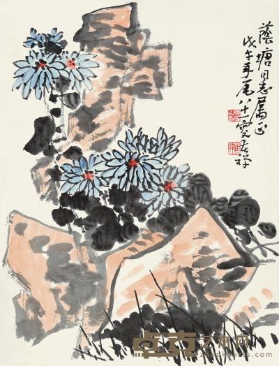李苦禅 1978年作 菊石图 镜心 69×52cm