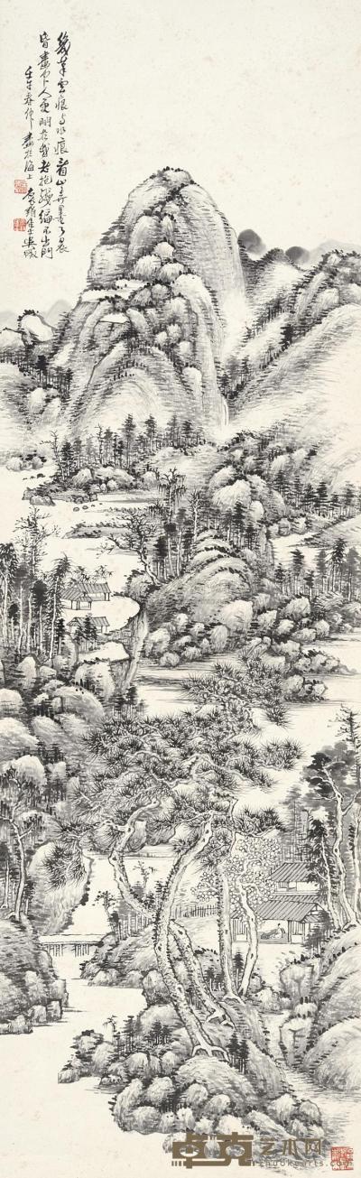 吴徵 1912年作 闲居图 立轴 122×38cm