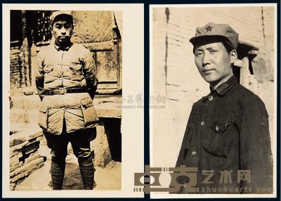 P 延安时期美国记者史沫莱特拍摄毛泽东、周恩来肖像原版照片各一张 