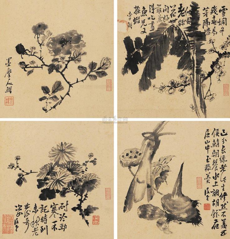 李鱓 花卉 册页 （四开）