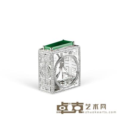 天然翡翠配钻石「窗花」戒指