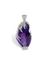 天然紫水晶配钻石吊坠