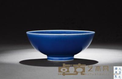 清光绪 霁蓝釉碗 直径17cm