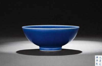 清光绪 霁蓝釉碗