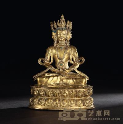 明 铜鎏金毗卢佛 高20.5cm