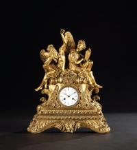 19世纪 铜鎏金情侣座钟